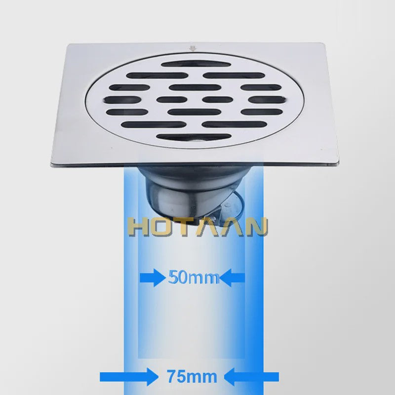 RVS Douchegoot 100x100mm - Geurafsluiting - Vloerput met RVS Deksel
