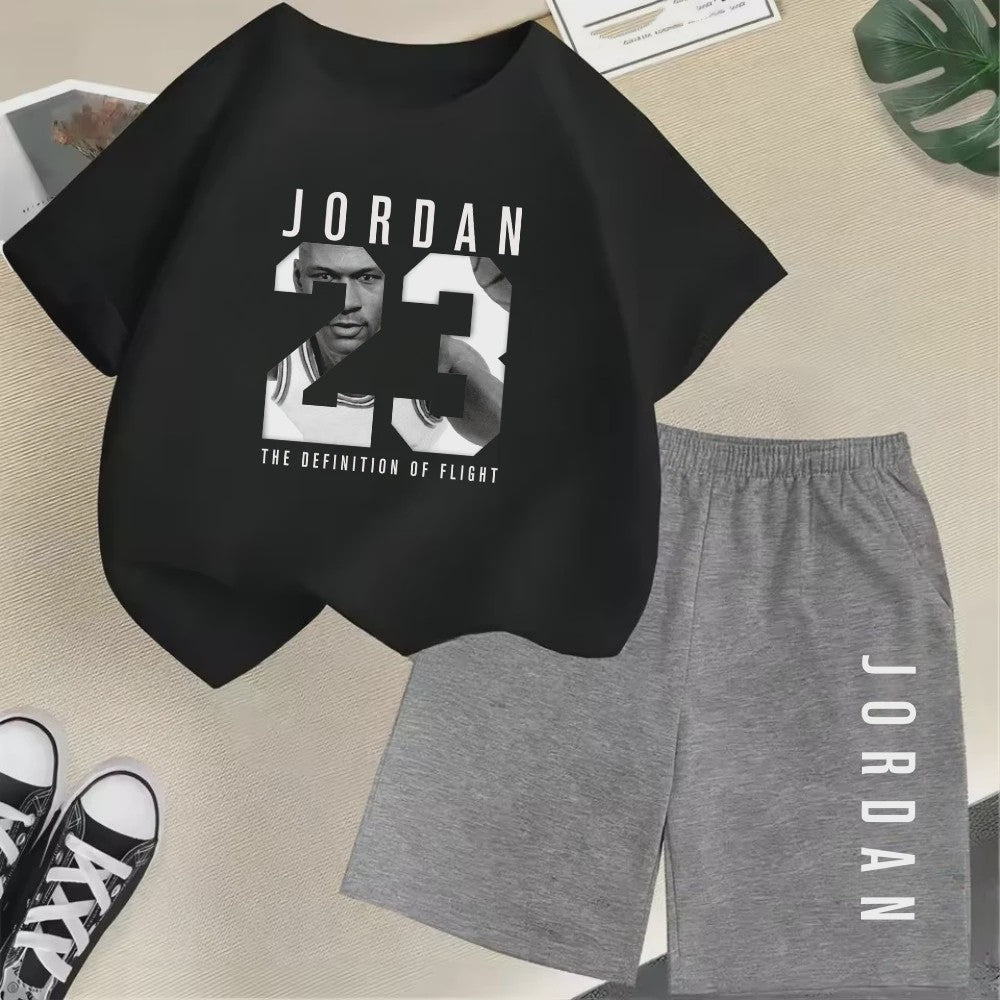 Kinder T-shirt en Short Set - Zomer Sportieve Mode met Grafische Print