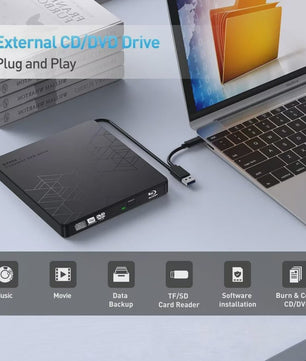 Externe 5-in-1 Blu-ray Drive: BD/DVD/CD Brander & Lezer voor Laptop & PC
