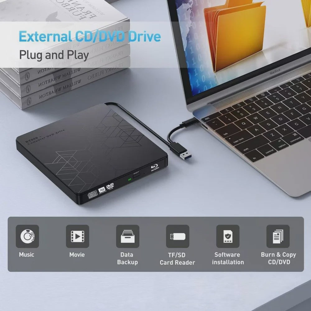 Externe 5-in-1 Blu-ray Drive: BD/DVD/CD Brander & Lezer voor Laptop & PC