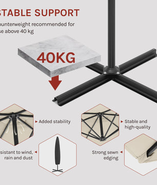 WOLTU Cantilever Parasol - Waterdicht, UV-beschermend met slinger en hoes voor tuin en terras