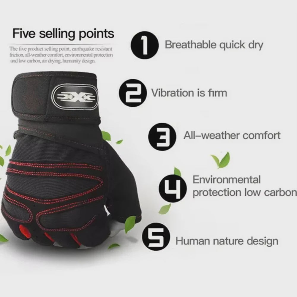 Half Vinger Trainingshandschoenen met Polsband - Fitness, Gewichtheffen, Fietsen
