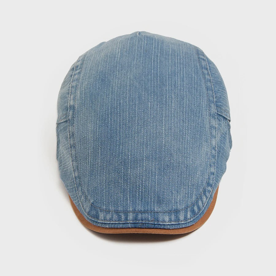 Vintage Denim Newsboy Pet voor Dames en Heren - Casual Platte Vizier Pet, Verstelbaar