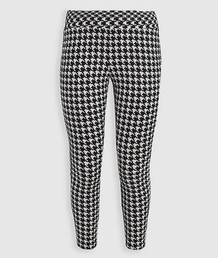 Plus Size Leggings Dames met Pied-de-Poule Print - Hoge Taille Capri Broek