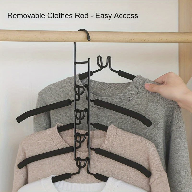 Ruimtebesparende Kledinghanger - Multi-Layer Metalen Garderobe Organizer met Antislip Schuim