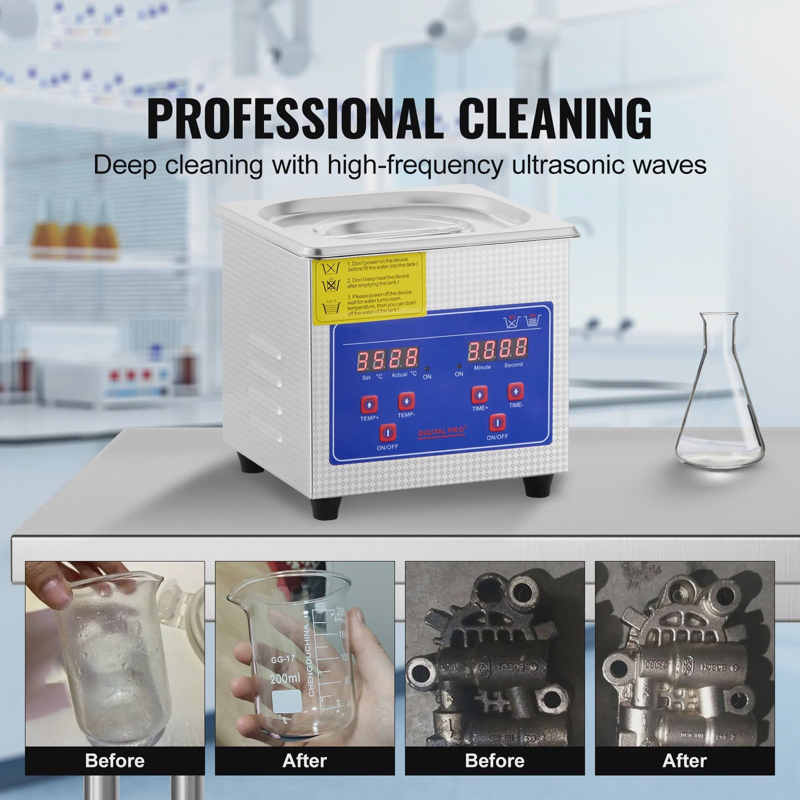 1.3L Ultrasone Reiniger met Digitale Timer - Krachtige & Draagbare Ultrasone Schoonmaakmachine voor Sieraden, Brillen & Meer