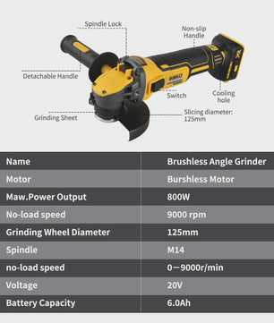 DEWALT DCG409 Haakse Slijper 20V Brushless Snoerloos 125mm - Krachtige Polijstmachine