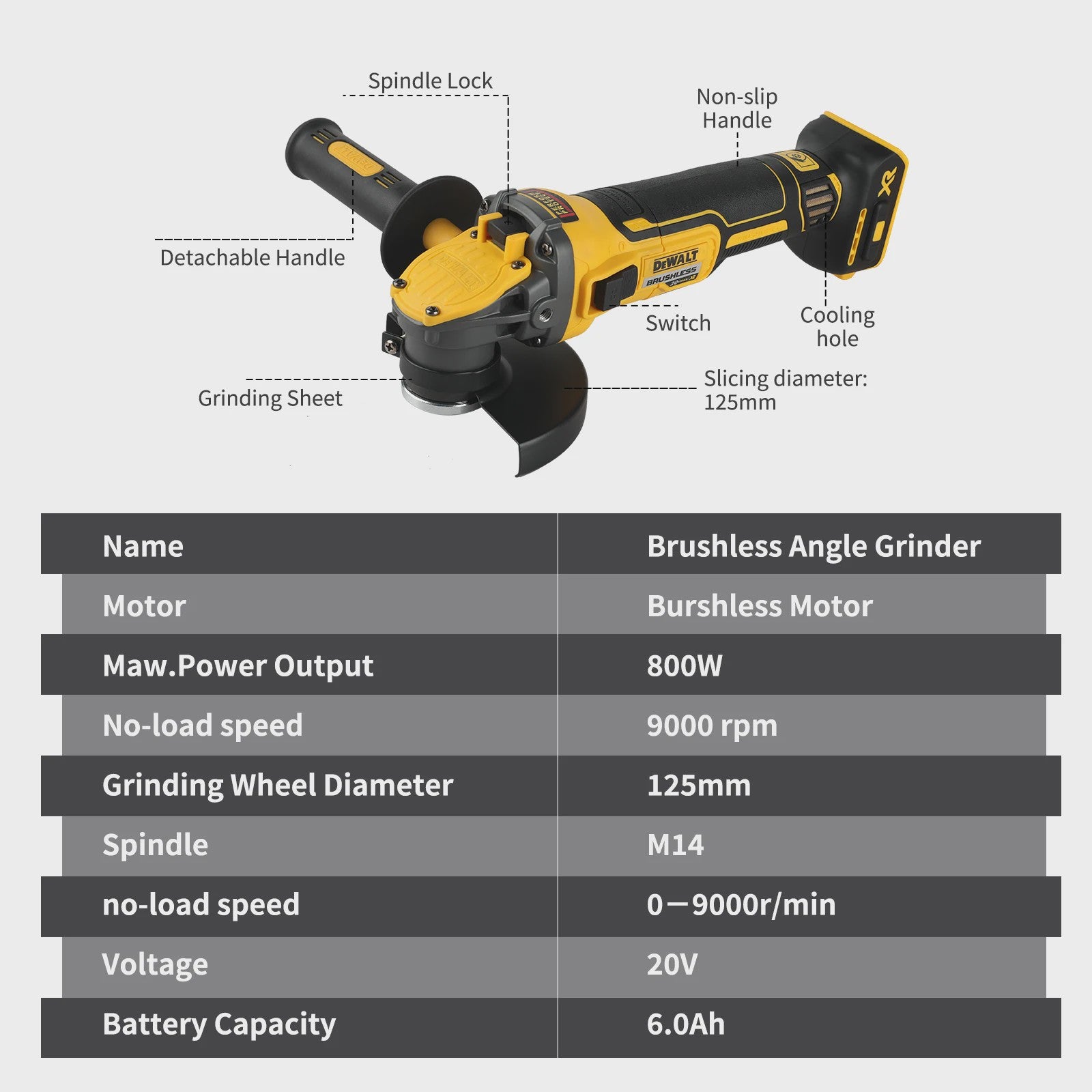 DEWALT DCG409 Haakse Slijper 20V Brushless Snoerloos 125mm - Krachtige Polijstmachine
