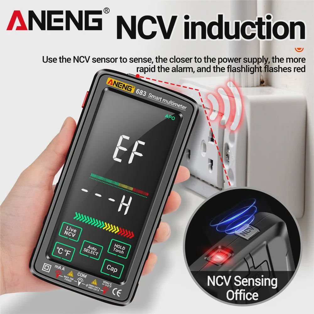 ANENG 683 Slimme Touchscreen Multimeter - Oplaadbaar, 6000 Counts, AC/DC