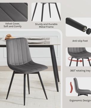 Set van 4 Fluwelen Eetkamerstoelen - 360° Draaibaar & Ergonomisch Ontwerp
