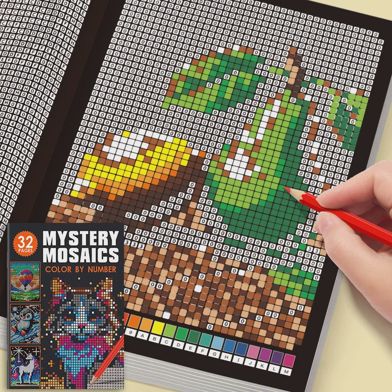 Mysterieus Mozaïek Kleurboek per Nummer: 32 Pagina's Pixel Art voor Volwassenen