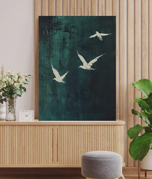 Japanse Zen Wanddecoratie: Canvas Print met Koi Vissen, Kraanvogels en Watergolven