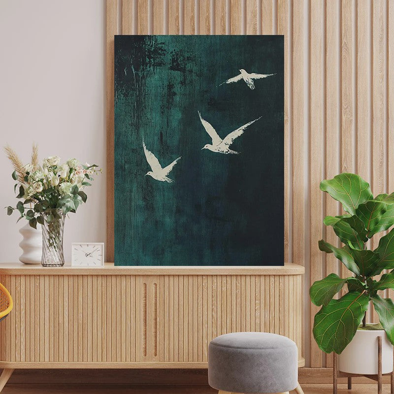 Japanse Zen Wanddecoratie: Canvas Print met Koi Vissen, Kraanvogels en Watergolven