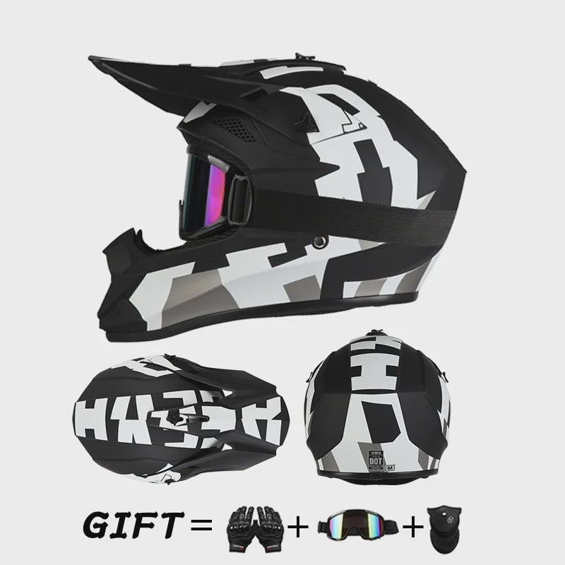 Off Road Motorcross Helm met Vizier & Goggles - Veilig & Comfortabel