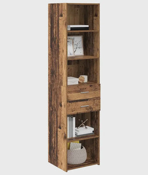 Hoge Houtkleurige Kast voor Woonkamer en Hal - Tijdloos Design, Stabiel & Veel Opbergruimte