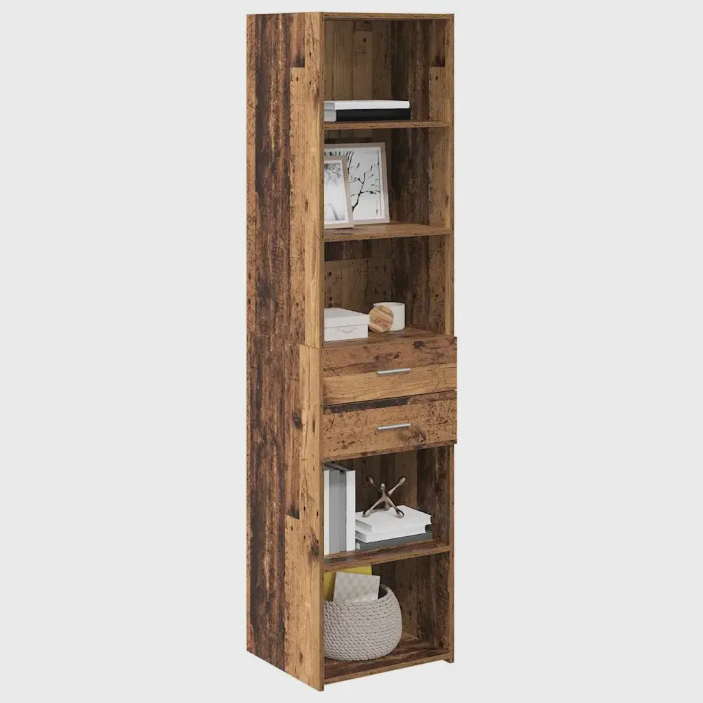 Hoge Houtkleurige Kast voor Woonkamer en Hal - Tijdloos Design, Stabiel & Veel Opbergruimte