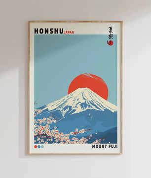 Japanse Canvas Print: Iconische Fuji & Golven - Retro Landschap Poster