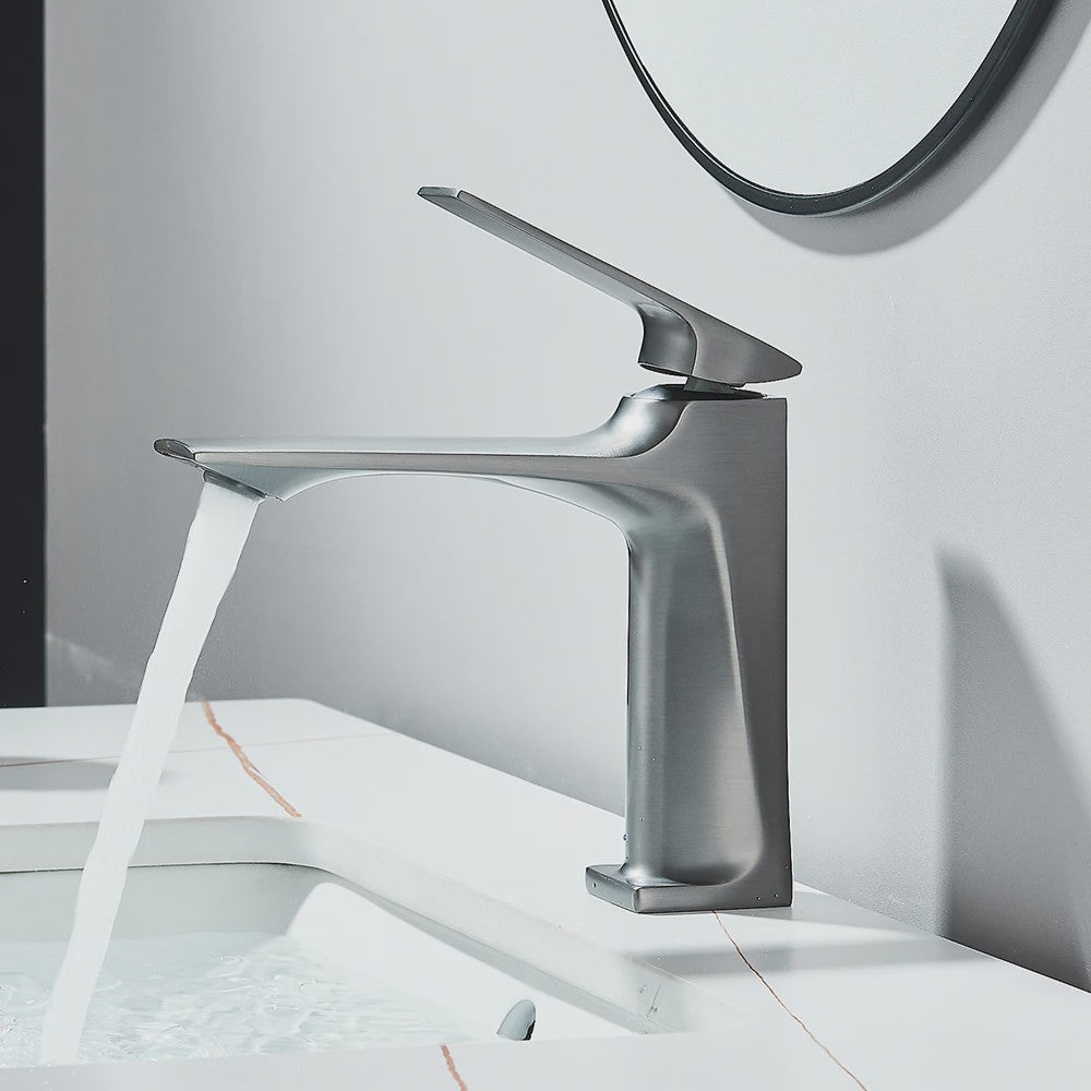 Moderne Wastafelkraan Messing - Enkel Hendel Mixer - Warm & Koud Water