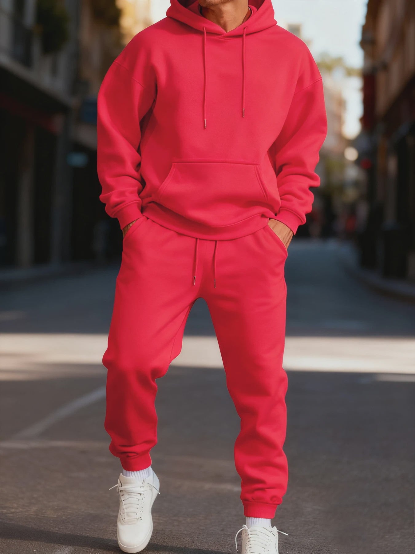 Unisex Fleece Hoodie Set - Casual Sportkleding voor Heren & Dames