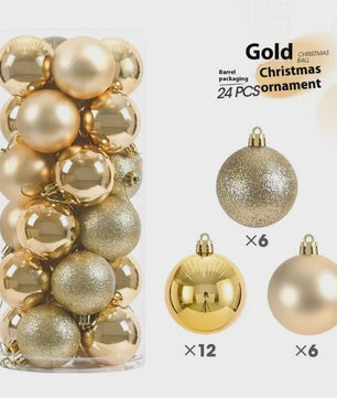 24x Kerstballen Set - 3/4/6cm - Multicolor & Glitter - Kerstboom Decoratie