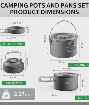 Naturehike Ultralichte Aluminium Camping Kookset - Complete Outdoor Keukenuitrusting