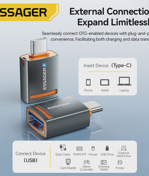 Essager USB 3.0 OTG Adapter: Type-C & USB-A naar Micro/iPhone Converter