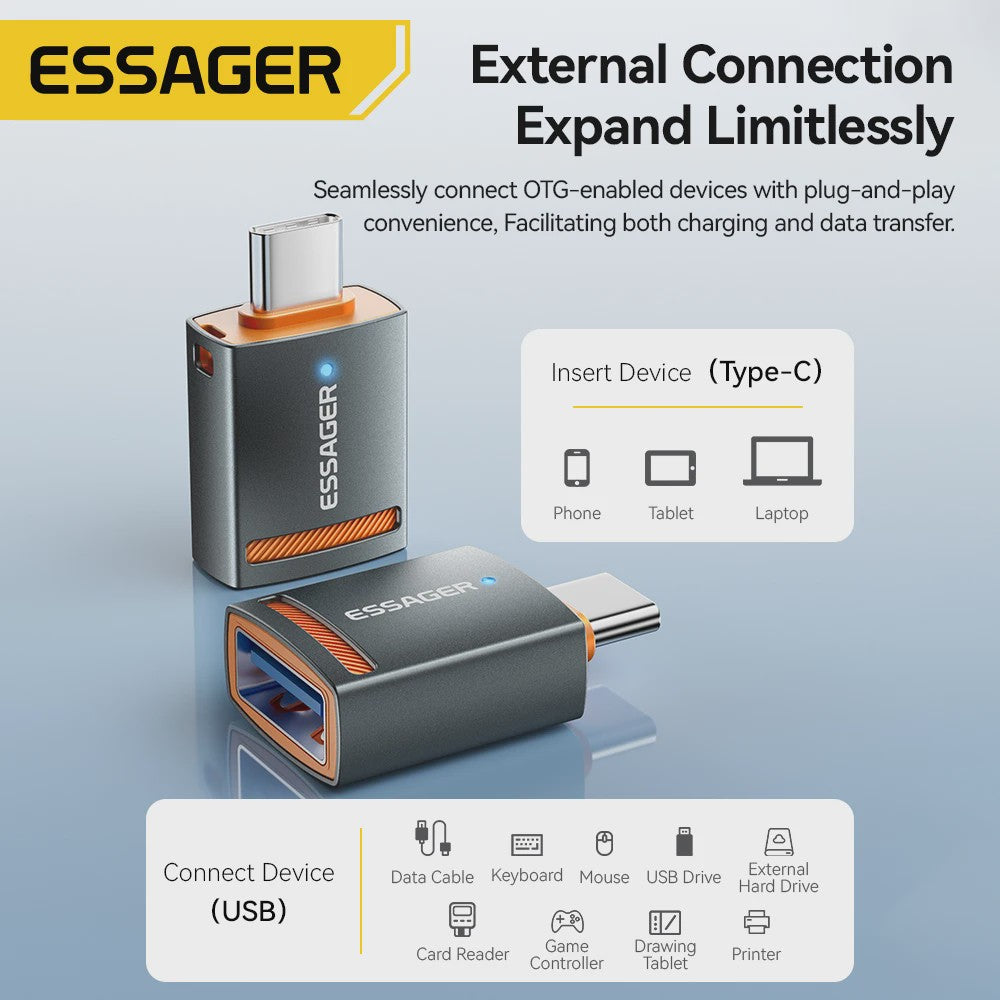 Essager USB 3.0 OTG Adapter: Type-C & USB-A naar Micro/iPhone Converter