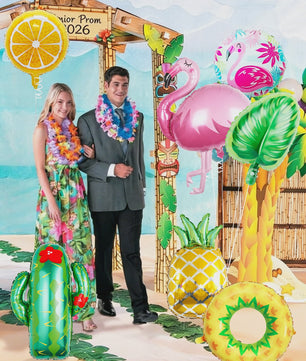 8-delige Tropische Feestballonnen Set met Flamingo, Ananas, Cactus & Citrus