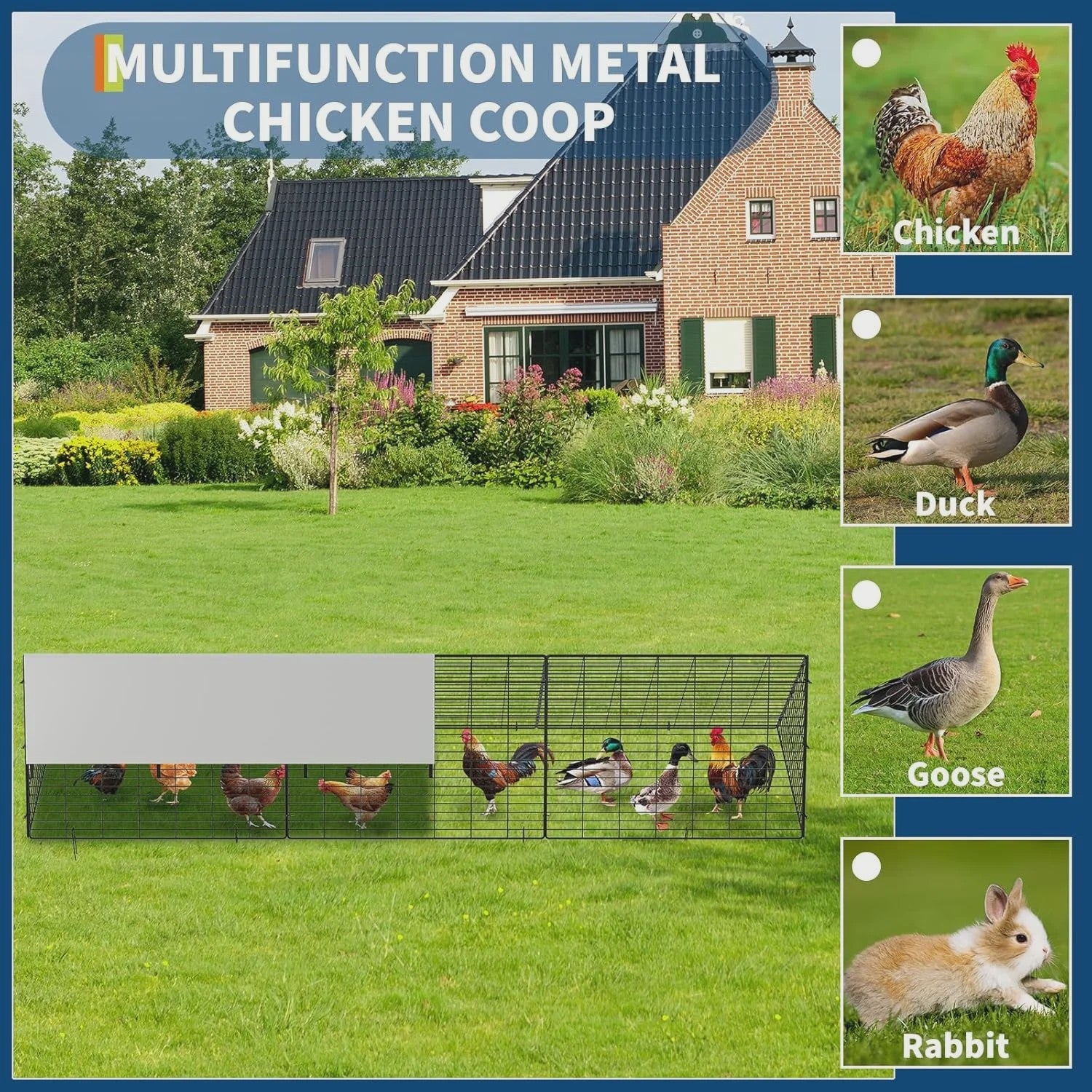 Ruime Kip & Konijnenren 300cm - Metalen Tunnel met Waterdichte Afdekking - Draagbaar en Veilig