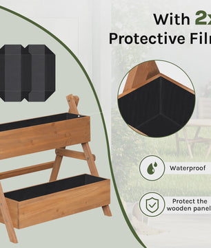 Houten Verhoogd Bed met 2 Bloembakken - Plantenbak voor Balkon & Tuin