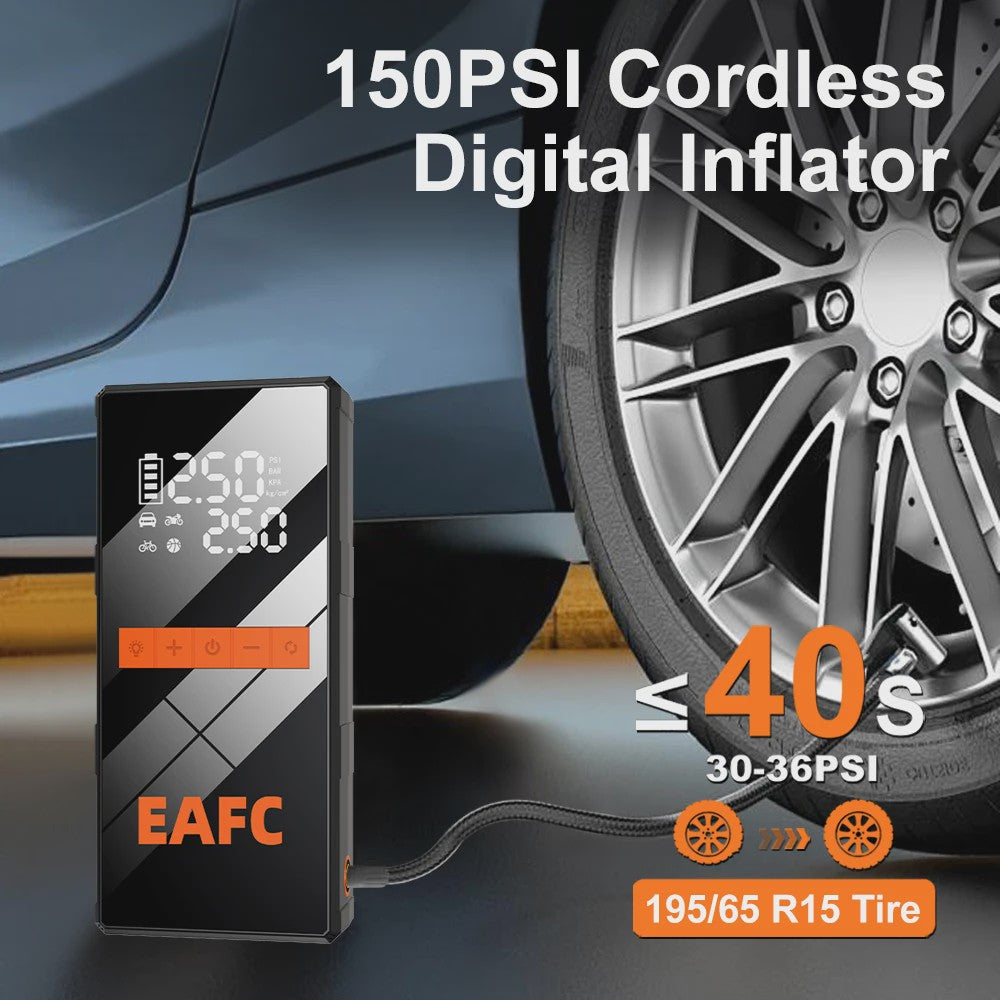EAFC 4-in-1 Auto Startkabel Compressor: Jump Starter, Powerbank, Bandenpomp & LED