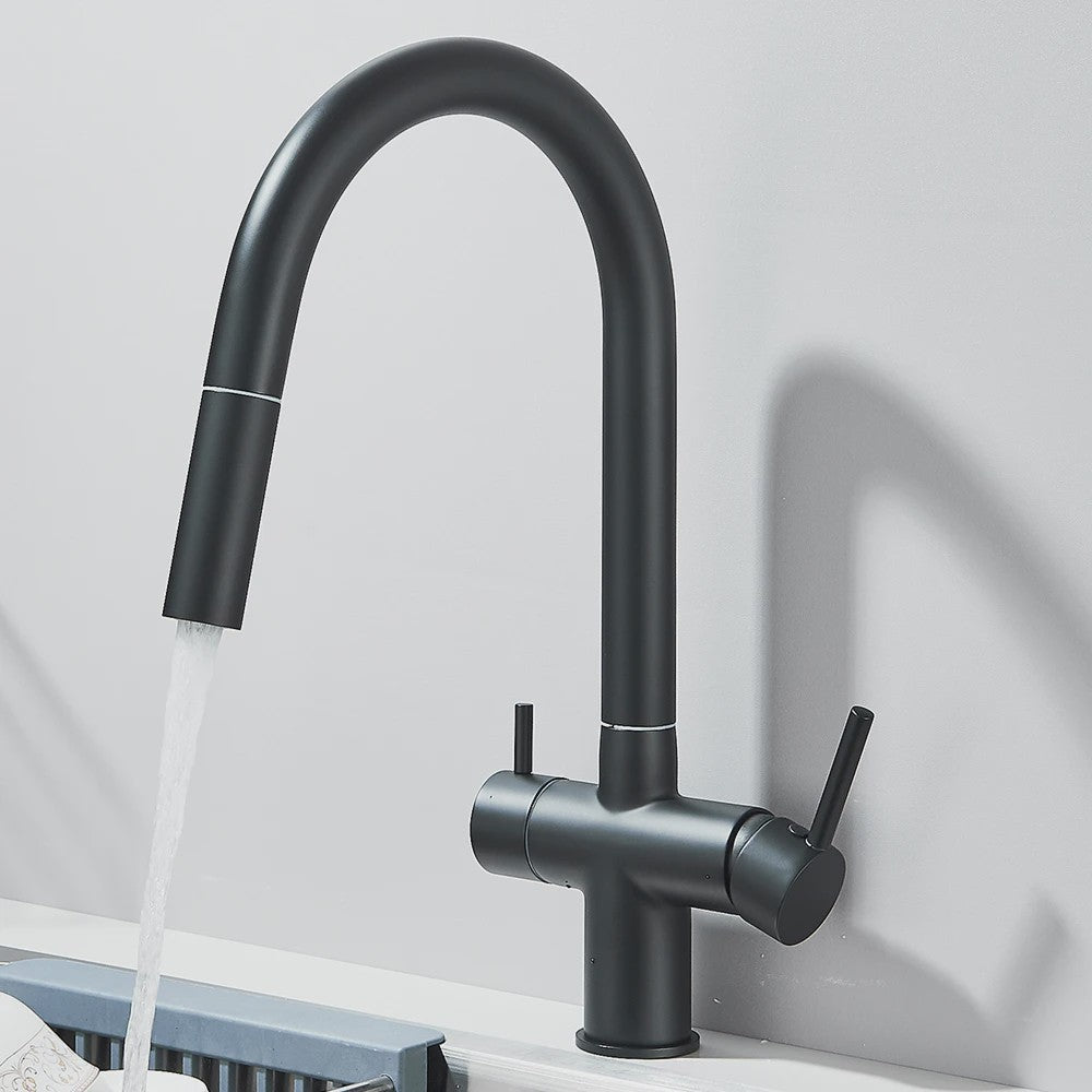 Keukenmengkraan met Uittrekbare Douchekop en Waterfilter - Messing