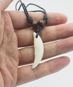 Tibetaanse Wolfstand Ketting - Imitatie Bot Amulet voor Heren & Dames