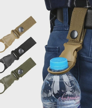 Multifunctionele Waterfleshouder met Karabijnhaak - Ideaal voor Riem, Rugzak en Klimmen