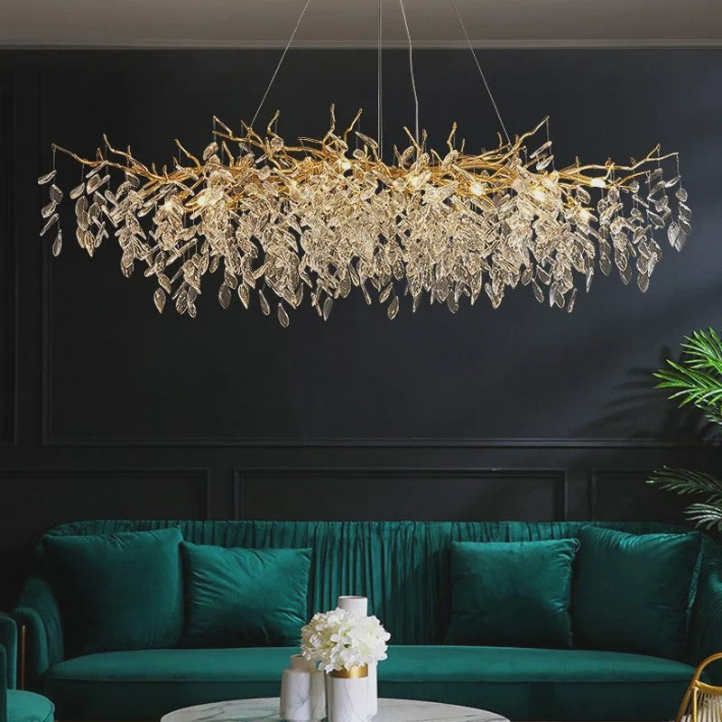 Luxe Gouden Kristallen LED Kroonluchter - Plafondlamp & Hanglamp voor Woonkamer, Eetkamer, Slaapkamer