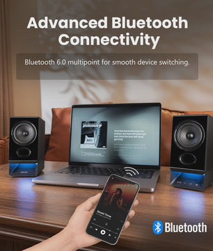 Edifier R20BT Bluetooth Boekenplank Speakers met Ambient Light & APP Controle