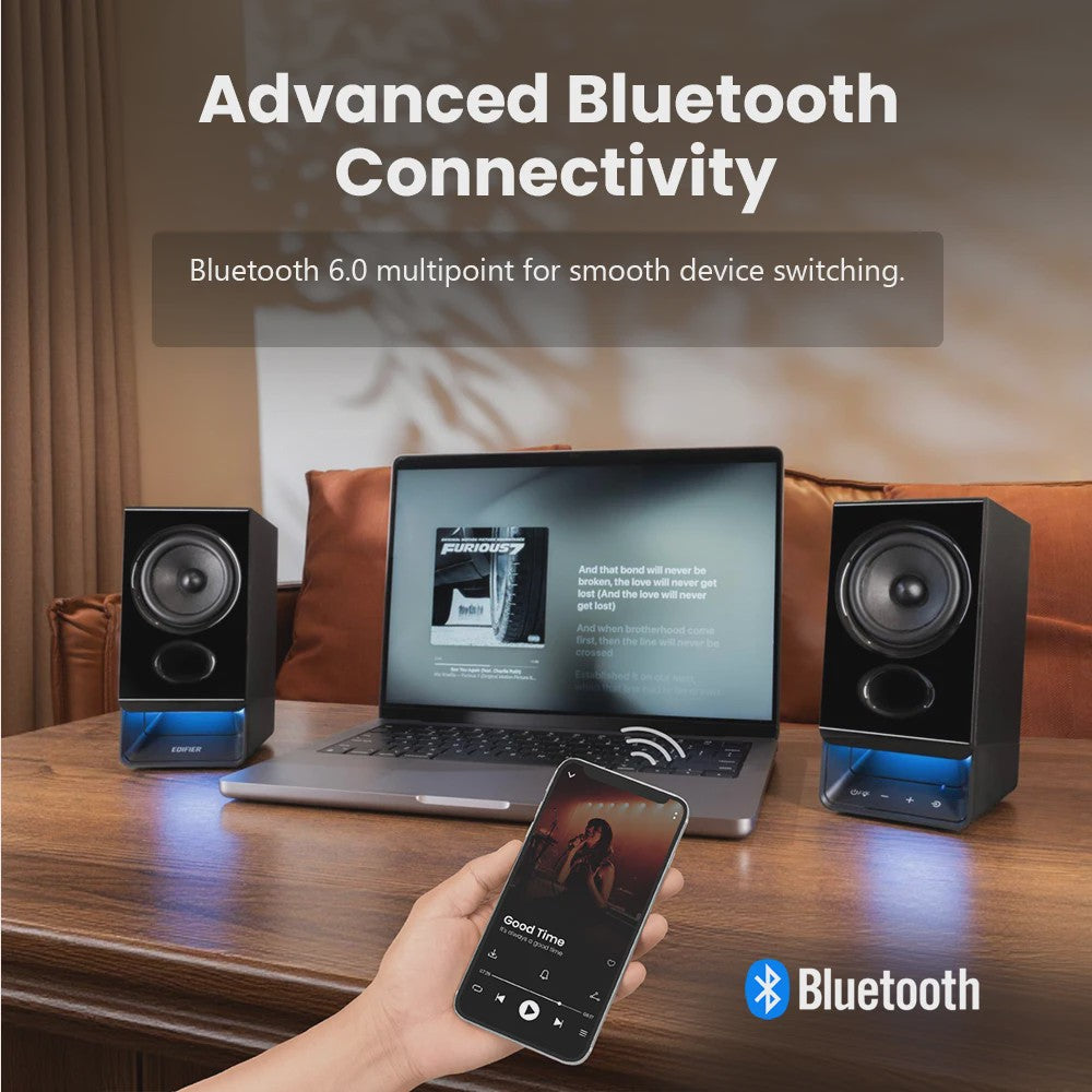 Edifier R20BT Bluetooth Boekenplank Speakers met Ambient Light & APP Controle
