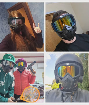 Motorcross Bril met Afneembaar Ademend Masker - Stof- en Impactbestendig