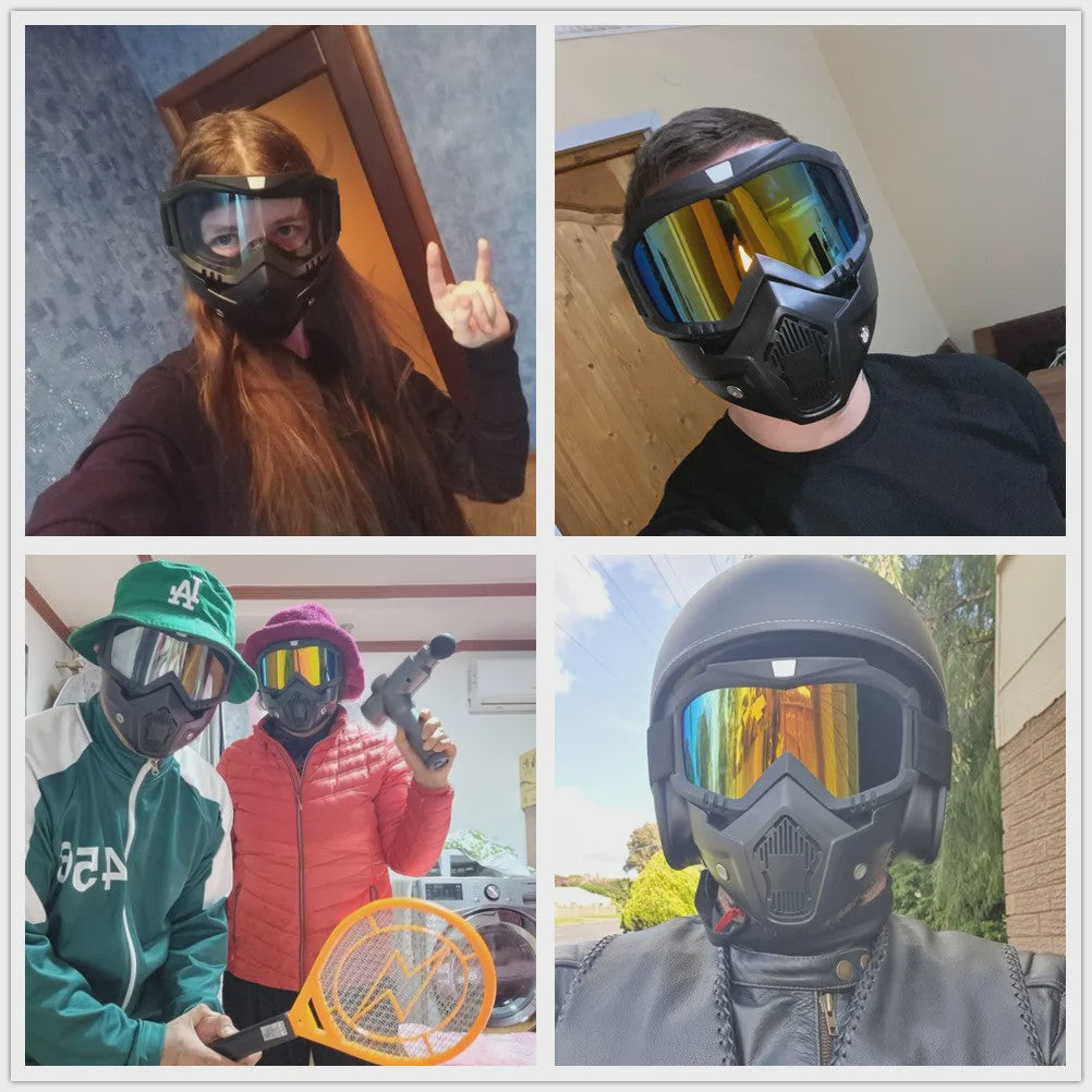 Motorcross Bril met Afneembaar Ademend Masker - Stof- en Impactbestendig