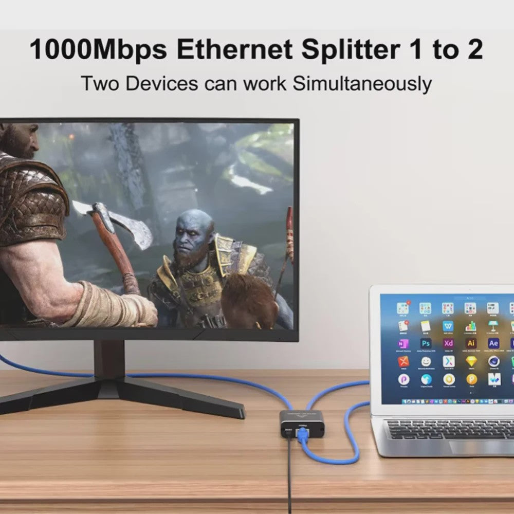 Gigabit RJ45 Splitter 1 naar 2 - 1000M Ethernet Netwerk Kabel Verlenging