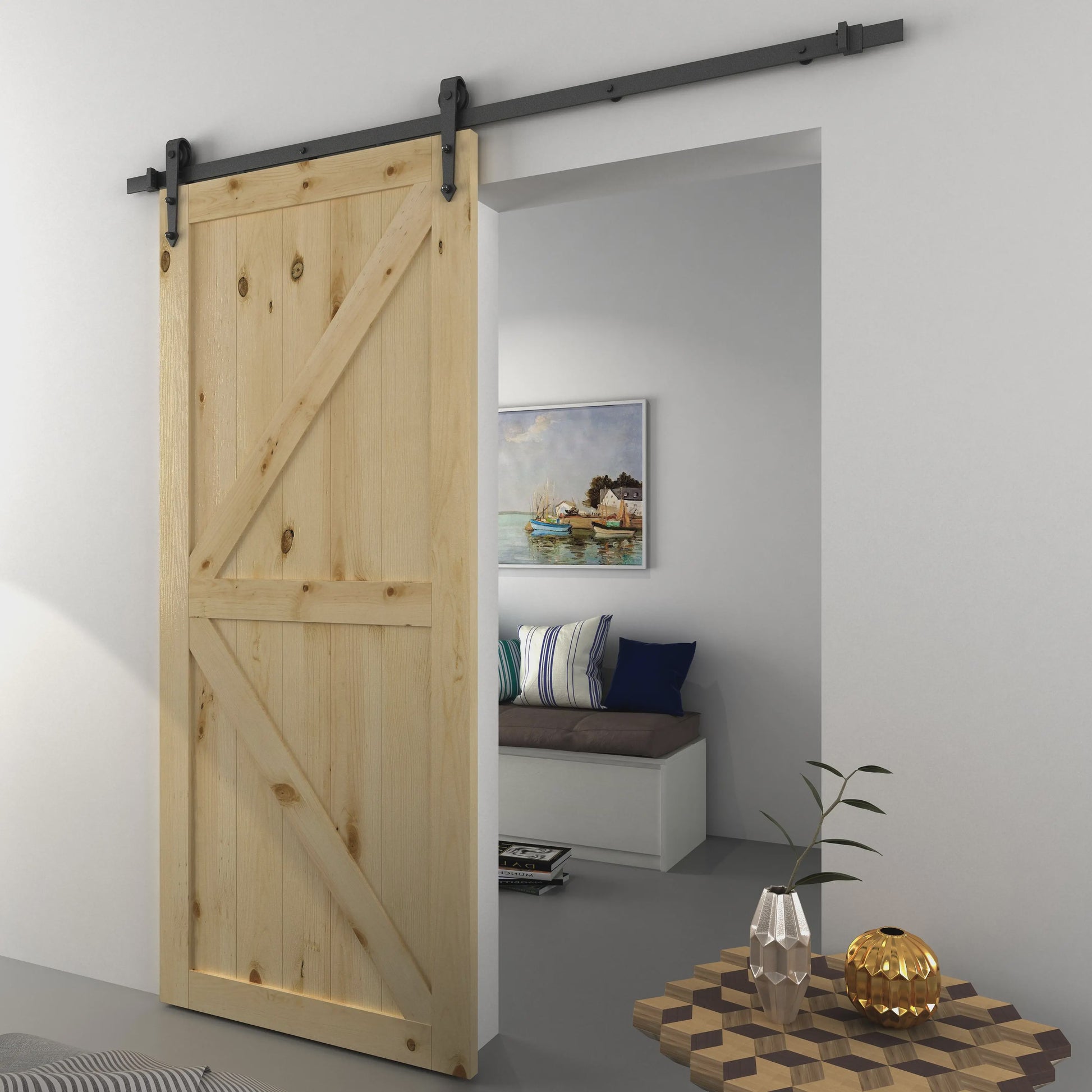 Homcom 200Cm/6.6Ft Sliding Door Hardware Kit Door Accessories