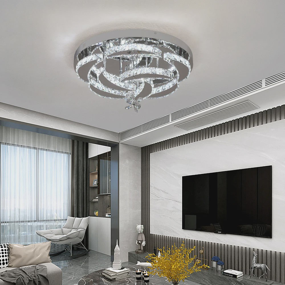Luxe Kristallen Plafondlamp - Modern LED Verlichting met Dimbare Helderheid en Kleurtemperatuur voor Woonkamer en Eetkamer