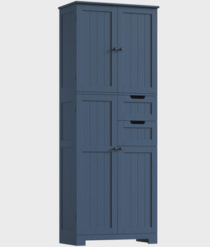 Hoge Badkamerkast met 4 Deuren en 2 Lades - Stijlvolle Opbergoplossing voor Badkamer, Keuken of Woonkamer
