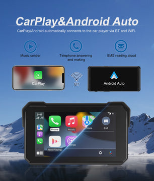 5" IPS Motorfiets Smart Player met GPS, CarPlay & Android Auto - Waterdicht IP68
