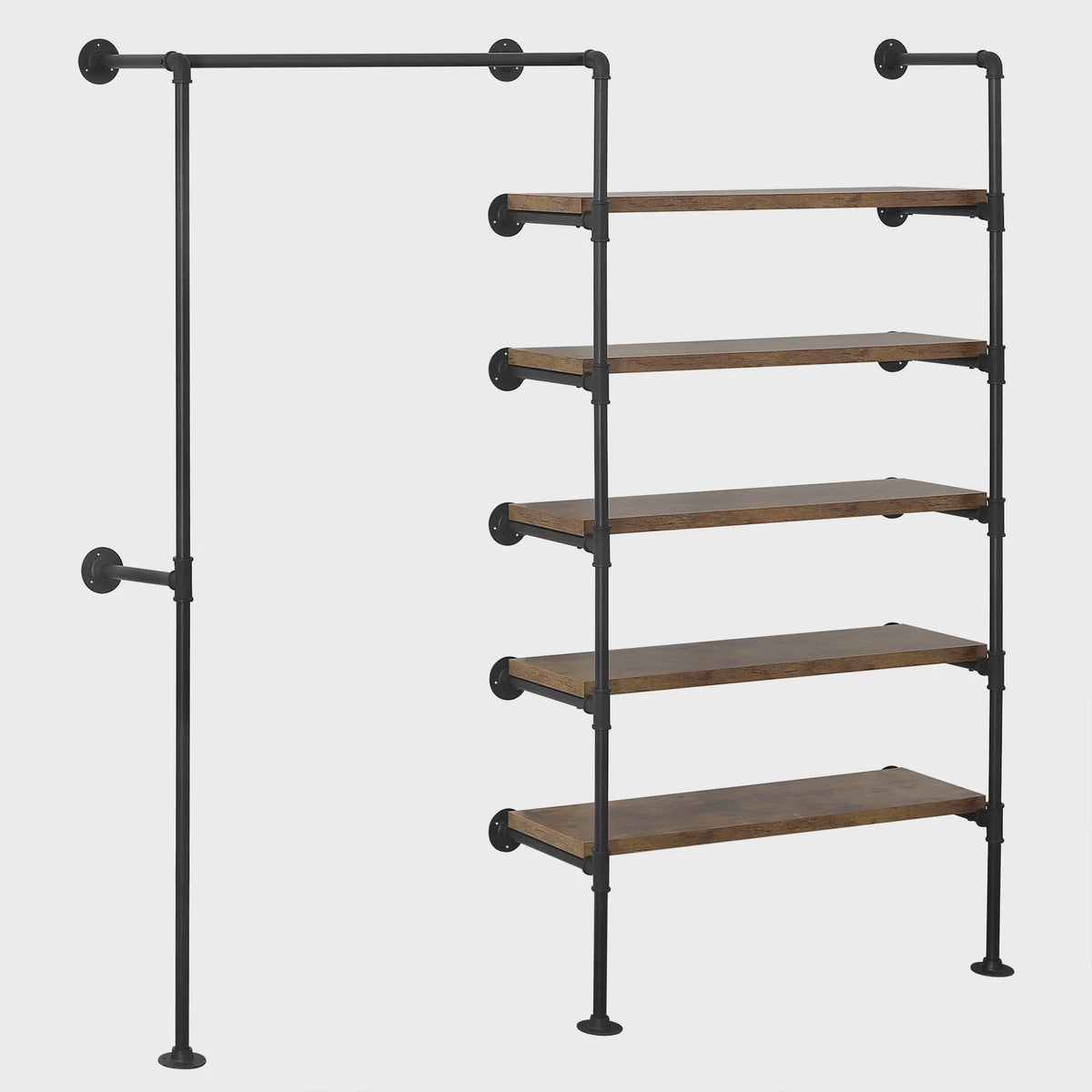 Industriële Kapstok met Wandrek - Vintage Stijl Kledingrek & Opbergplanken