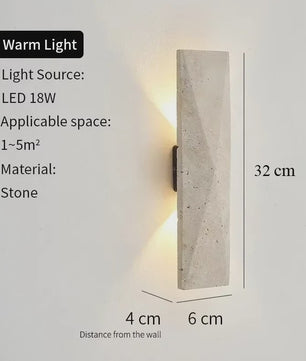 Japanse Stijl Wandlamp Travertin Steen Geel - Sfeervolle Buitenlamp