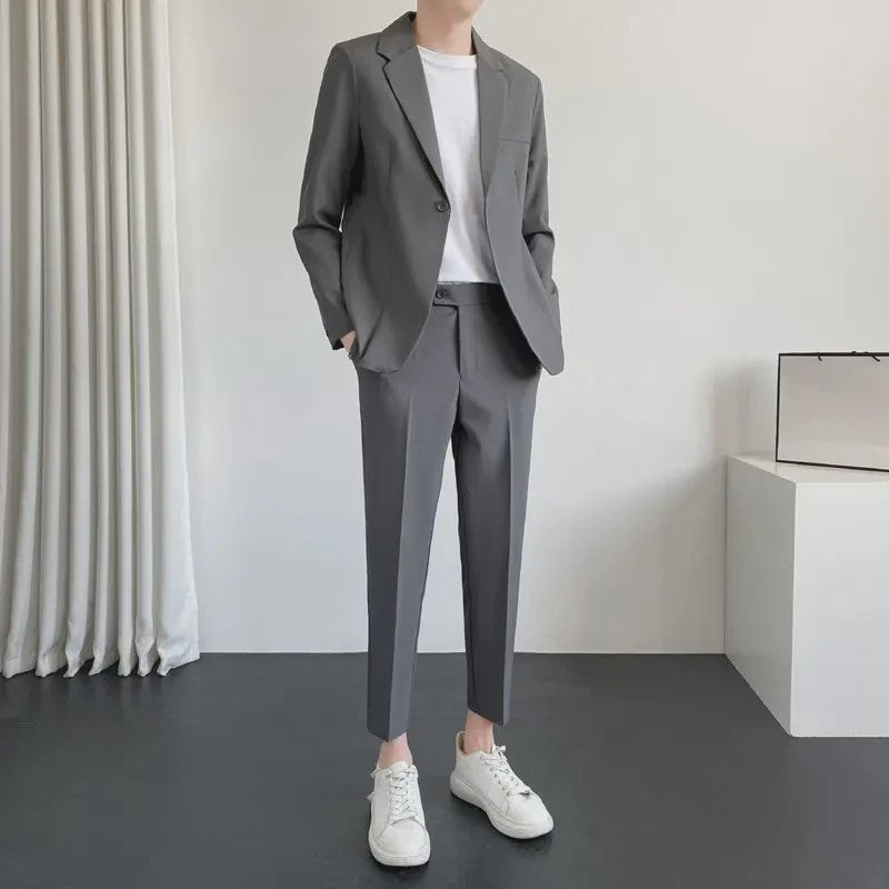 Stijlvol Koreaans Casual Herenpak - Loose Fit Lente/Herfst