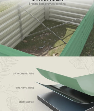 Verhoogd Tuinbed Metaal 6x3x2 ft (183x91 cm) - 60 cm Hoog, Groen, Roestbestendig & Eenvoudig te Monteren