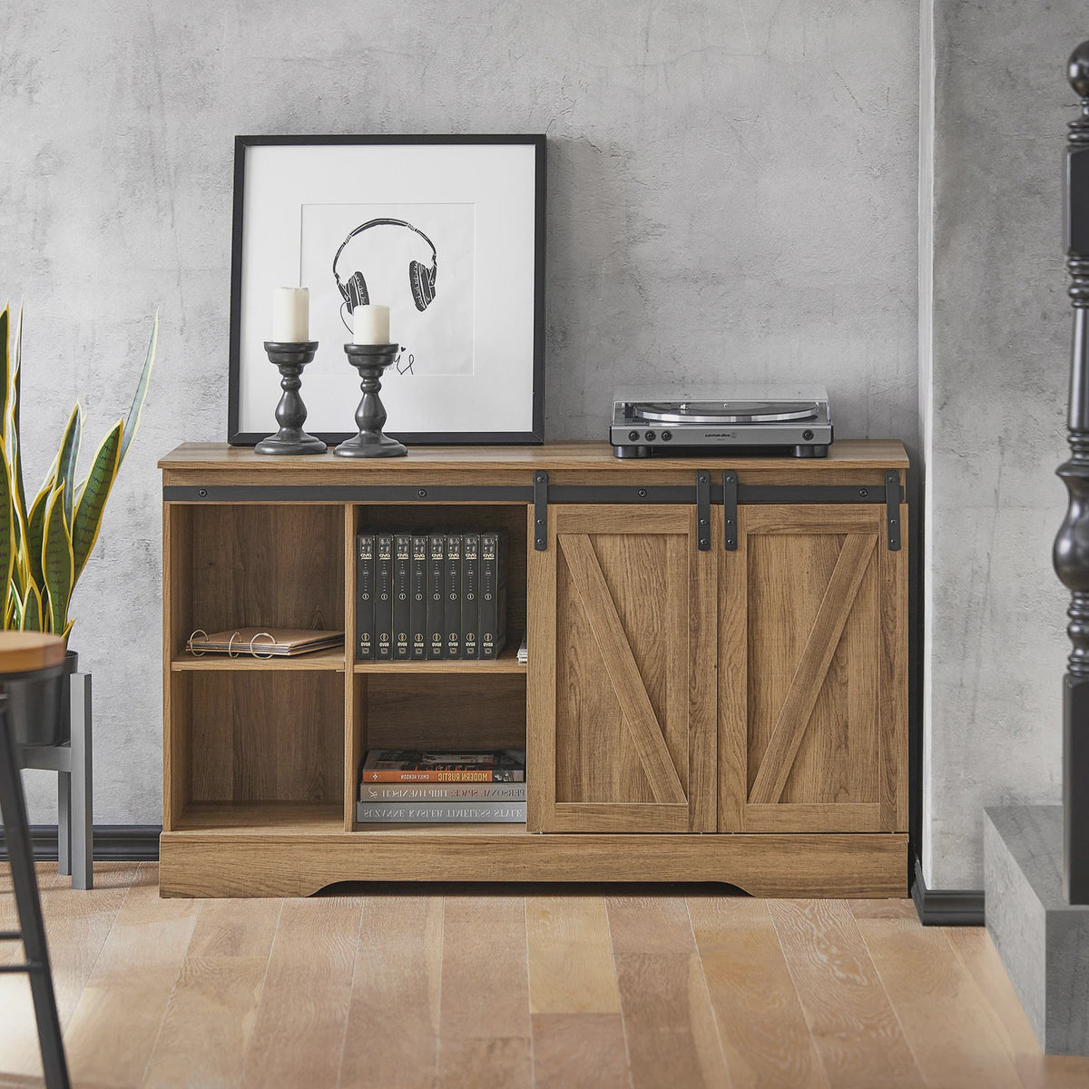 Rustiek Houten Sideboard met Schuifdeuren - Landelijke TV-meubel en Opbergkast