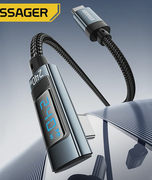 Essager 240W USB-C Kabel 90 Graden Hoek PD Snelladen met Digitale Display